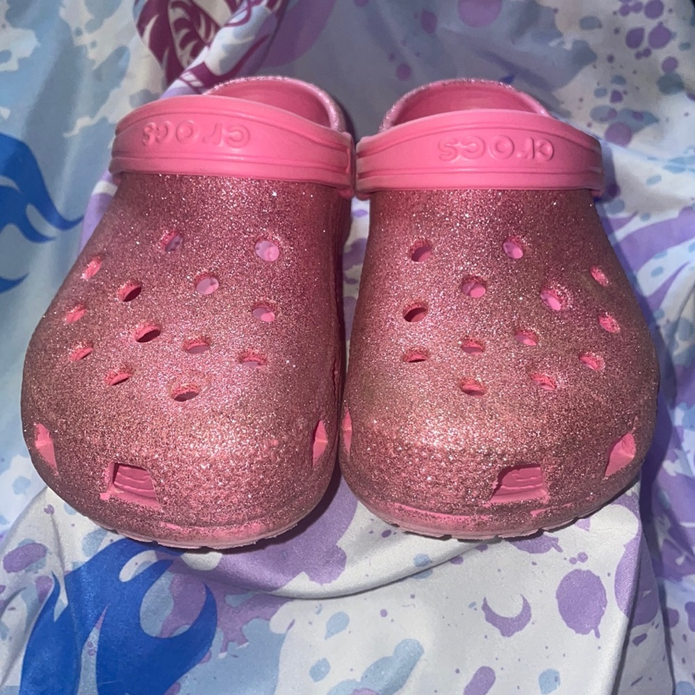 Girls Sparkle Pink Crocs